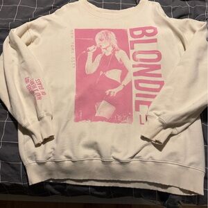 American Eagle Outfitters Cream and Pink Graphic Sweatshirt